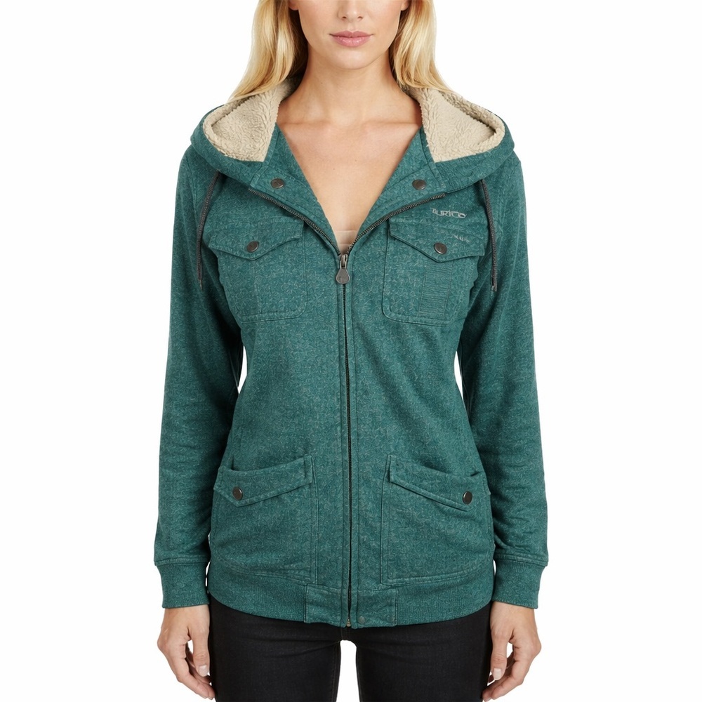 Burton Lovell Full-Zip Heather Spruce Full Zip Sweatshirt Jacket Sherpa Size M